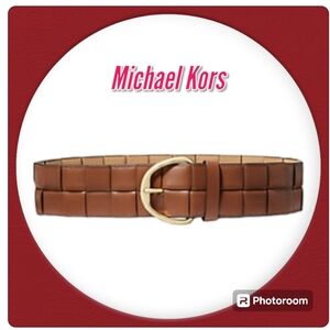Micheal Kors Brown Woven Leather Wide Belt Sz S/M